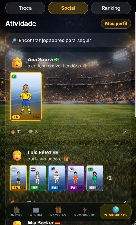 Social feed showing other collectors
